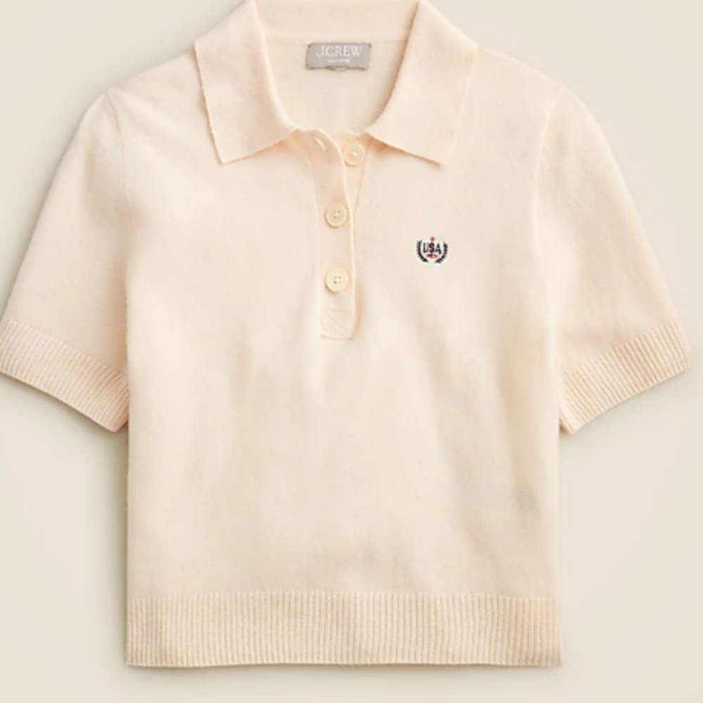 J.Crew Cashmere Limited-edition USA Swimming® cropped sweater-polo size medium
